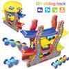 (Frango Kung Pao)Brinquedo de planador de pista DIY para crianças quebra-cabeça de quatro níveis de brinquedo de carro deslizante inercial