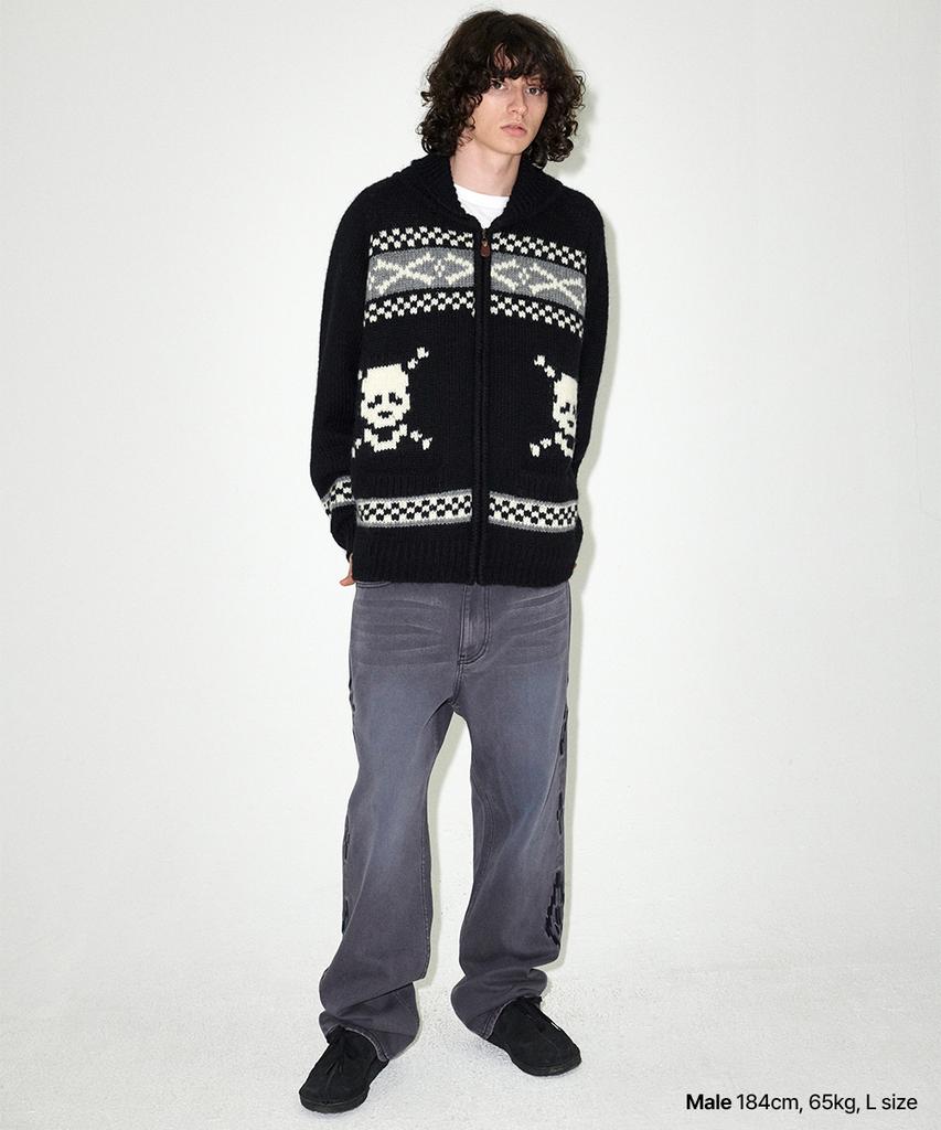 Mahagrid Skull Cowichan Knit Sweater Black(Mg2Efmk690A)