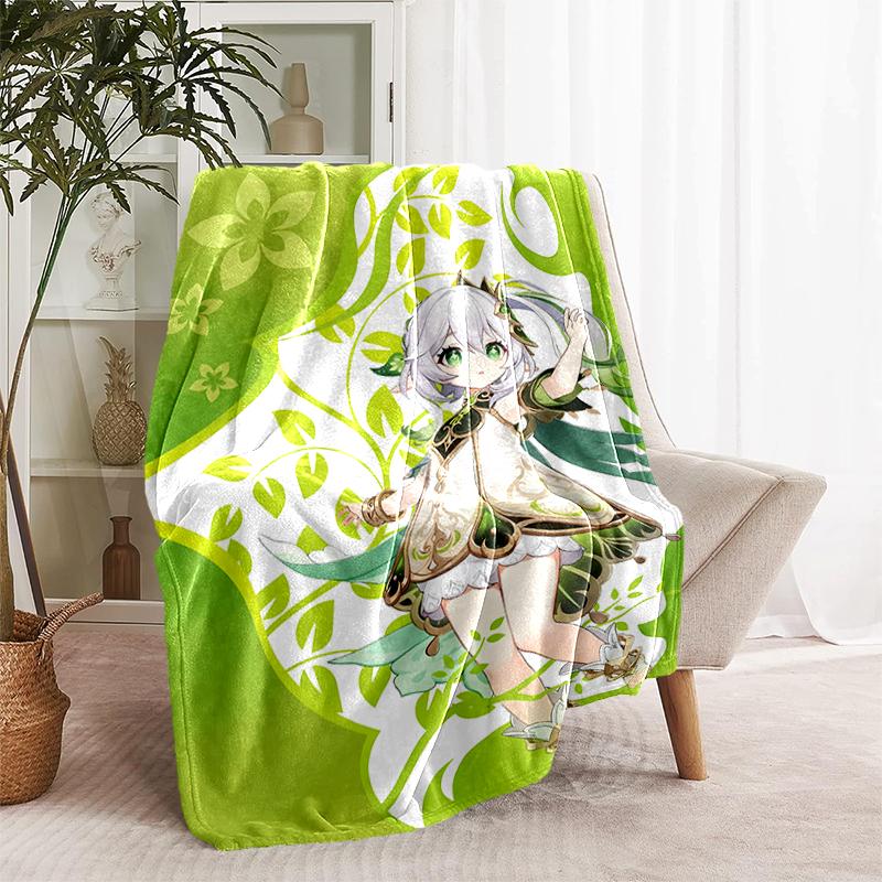 1pc Blanket Genshin Impact characters5 Print Design, Lightweight Blanket for Sofa, Bed- Soft &Warm, Gift for All Seasons like Christmas, Halloween