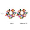 New Vintage Hollow Round Crystal Drop Dangle Earrings Trend Statement Rhinestone Ear Ring For Women Fashion Colorful Jewelry