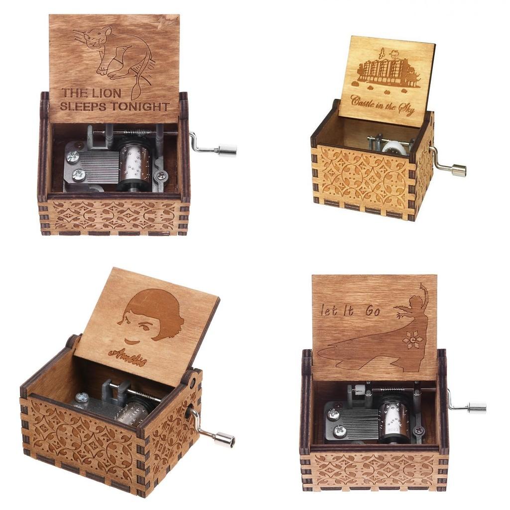 Handcrafted Retro Music Box Carved Wood Music Case Perfect For Xmas And Birthdays