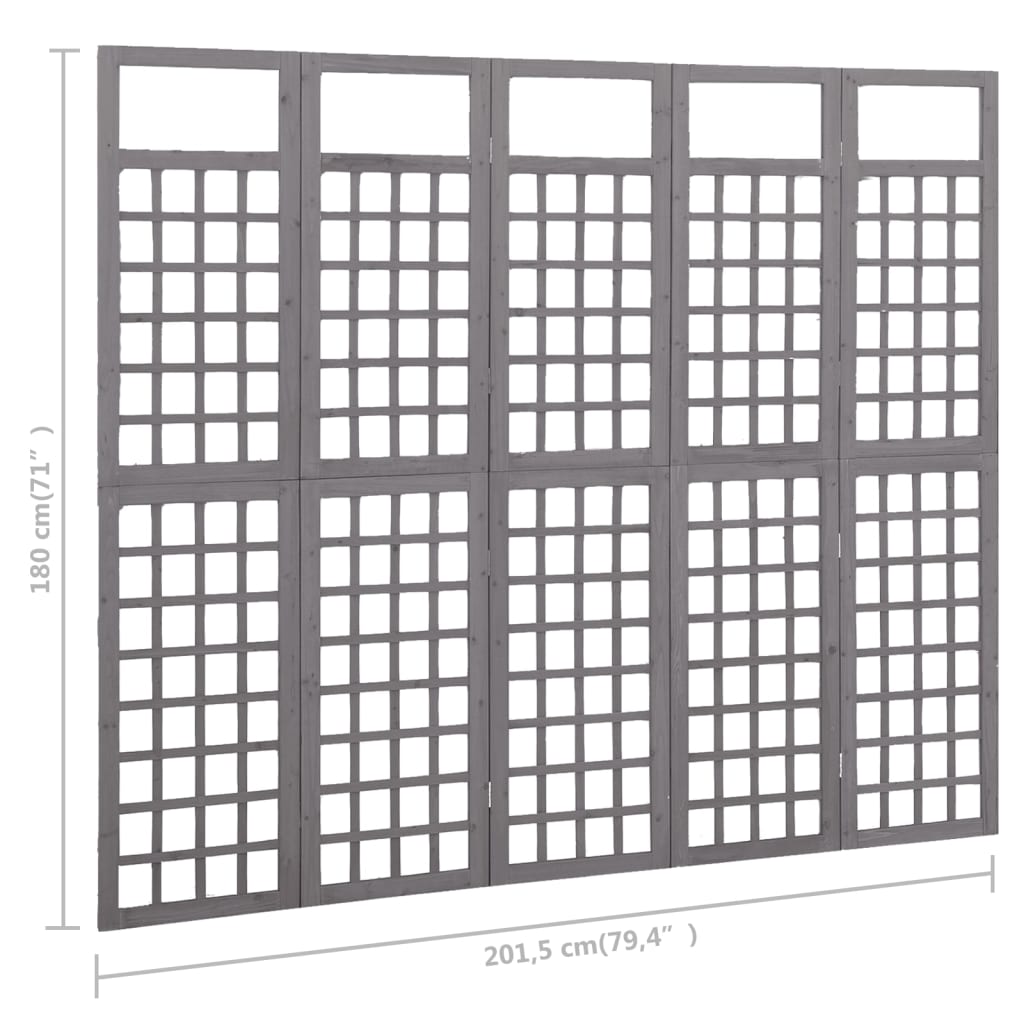 Vidaxl 5-Panel Room Divider/Trellis, Fir Wood, 201.5X180Cm