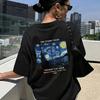T-shirt Stampata Notte Stellata Per Unisex Estate Casual Moda Vintage Larga Streetwear Top Alta Qualità Girocollo Manica Corta T-shirt