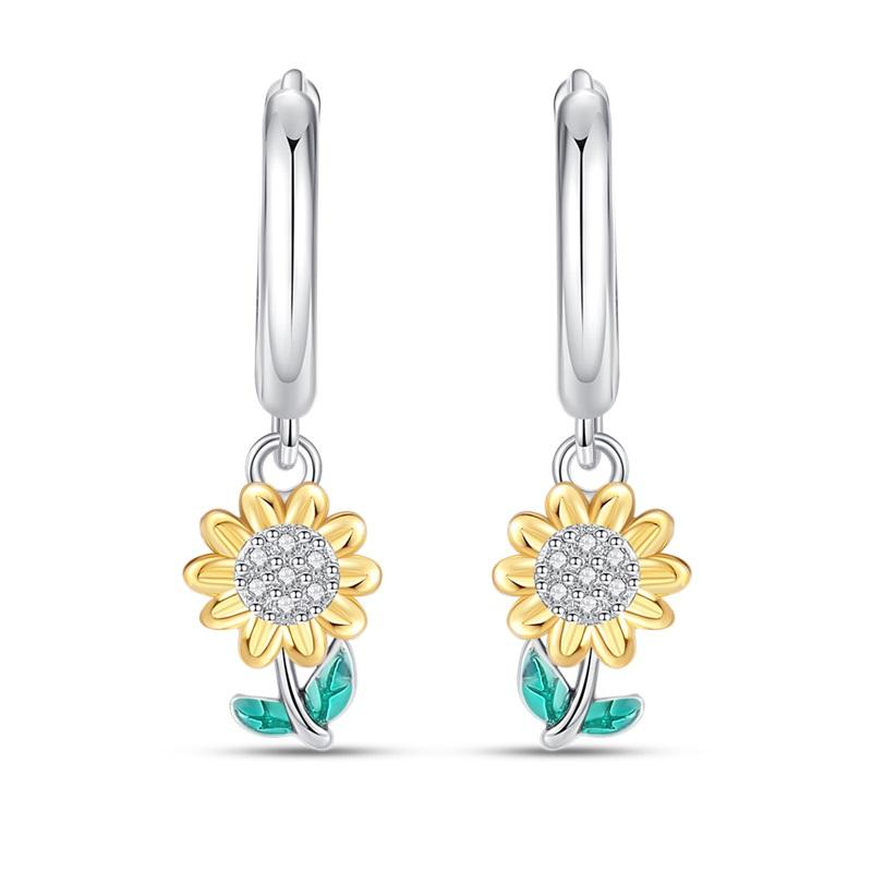 Hoop Earring Copper Metal Pendientes Pansy Butterfly Lotus Sunflower Designed For Woman Authentic Original Earring Trendy Fashion High Quality Fine