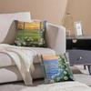Classical Hand-Painted Iandscape Oil Painting Cushion Cover Linen Pillowcase Soft For Sofa Bed Home Room Decor