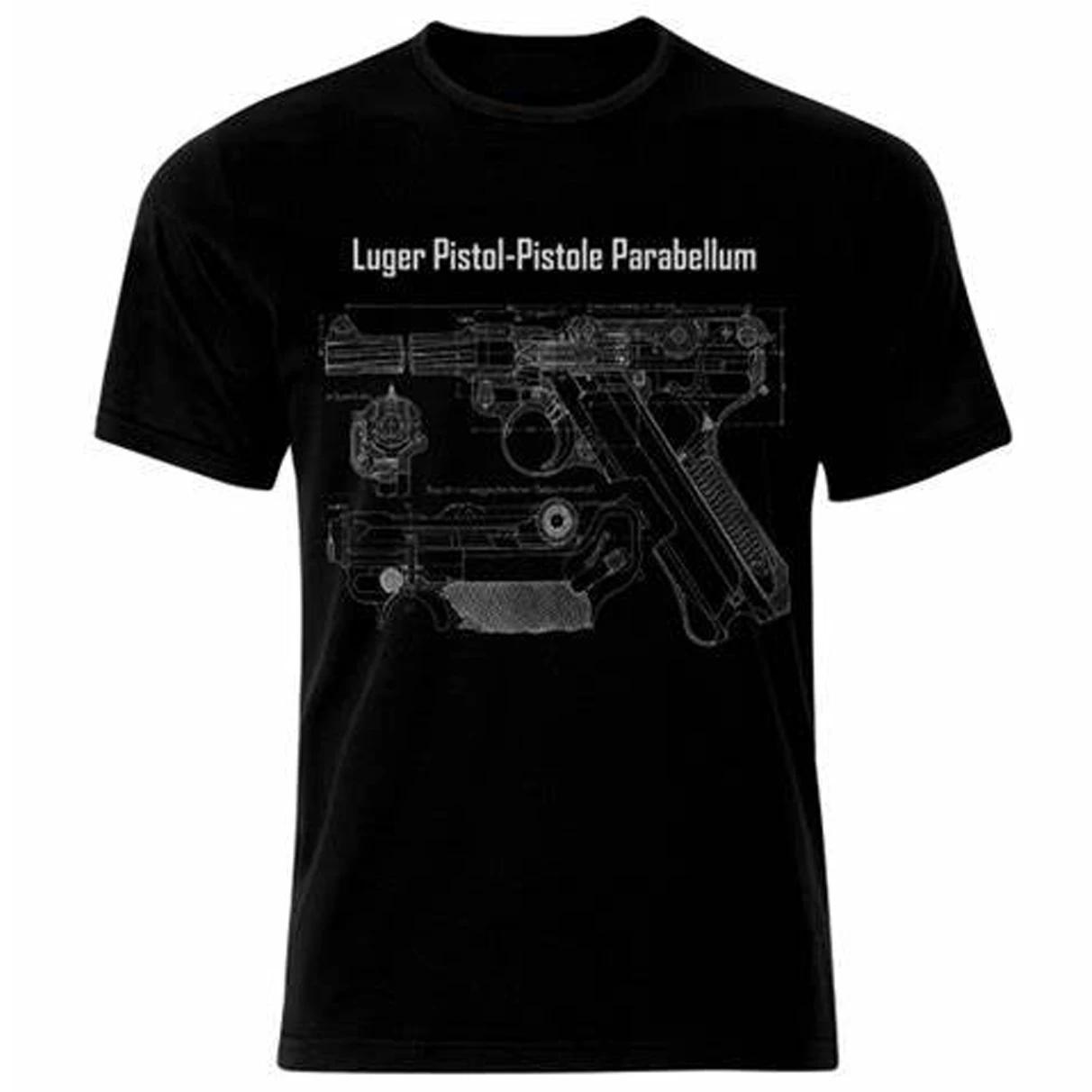 WWII German Army Luger Pistol Parabellum Blueprint TShirt 100 Cotton ONeck Short Sleeve Casual Mens Tshirt Size S3XL S