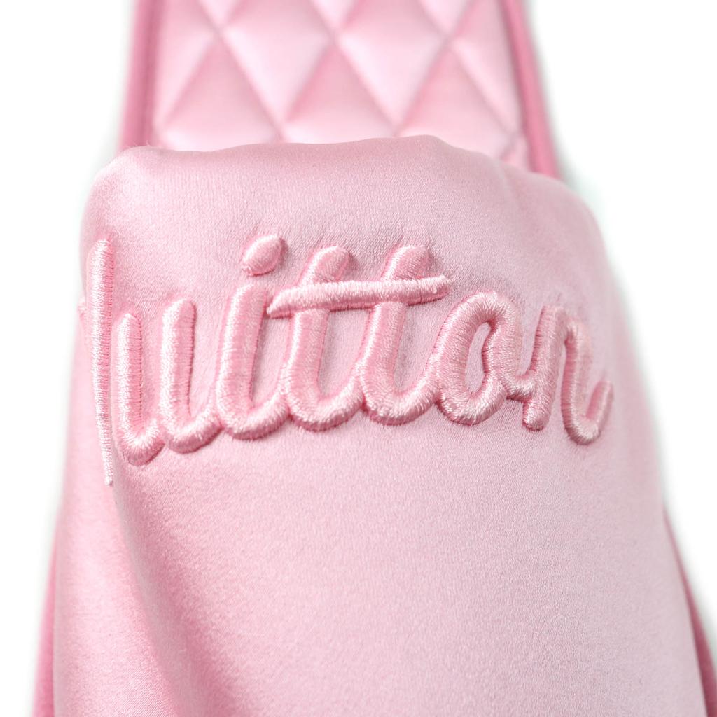 Excellent LOUIS VUITTON Other shoes Embroidered logo satin slippers pink Satin Women Used