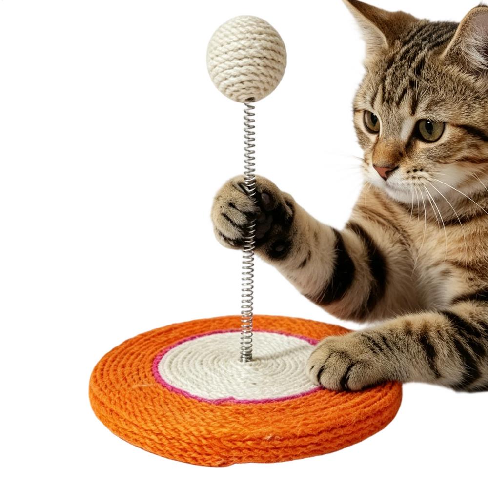

Cat Scratch Post Interactive Fun Wand With Sisal Ball Sisal Cat Scratcher For Indoor Outdoor Domestic Space Exercise Mental жовтий