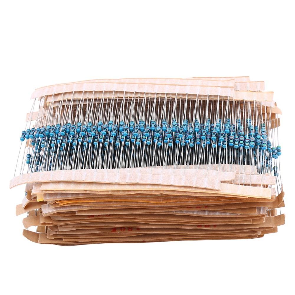 1280PCS 1/4W Power Rating Metal Film Resistors 1-10M Ohm Range High Precision Resistors  LED Lights