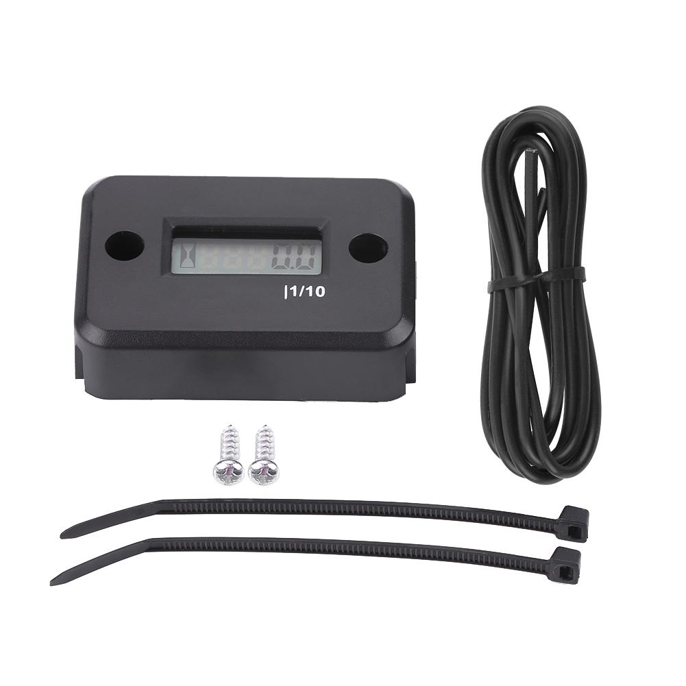 Digital Hour Meter Gauge Timer for Gasoline Engine Racing Motorcycle ATV Mower Black