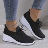 Fashion Breathable Wedge Sneakers Women Mesh Knitted Platform Sports Shoes Woman Casual Non-Slip Lace Up Tennis Shoes Ladies2025