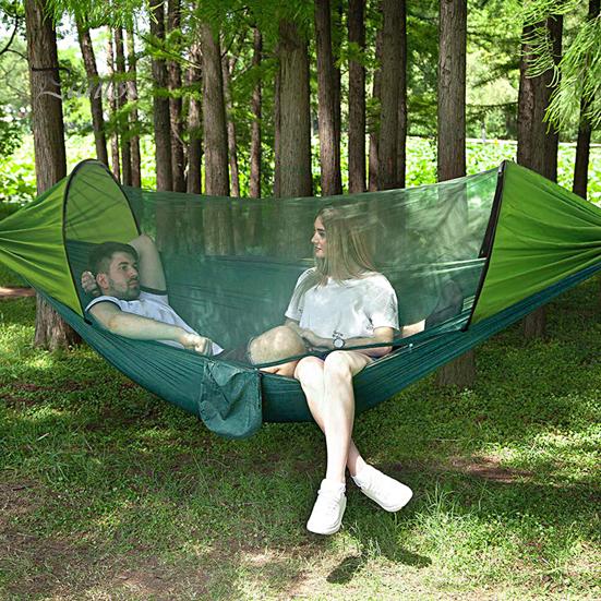 Outdoor Hammock Strong Load-bearing Solid Straps Easy Installation Auto Opening Anti-Mosquito Net Portable Swing with Anti-mosquito Camping Equipment