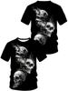 Quick Dry T-shirt 2025 Summer 3D Skull Print T-shirt Casual Short Sleeve Round Neck Tropical Style Breathable Great for Summer a