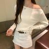 Lazy Wind Splicing Slim-fitting Long-sleeved Bottoming Knitted Sweater Women's Autumn and Winter New Inner Top