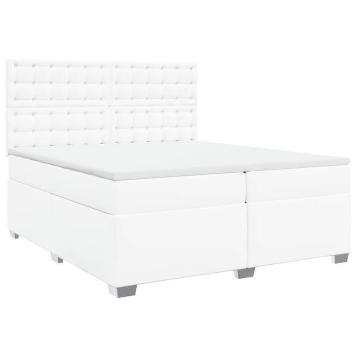 Maison Exclusive - Sommier à lattes de lit avec matelas Blanc 200x200cm Similicuir