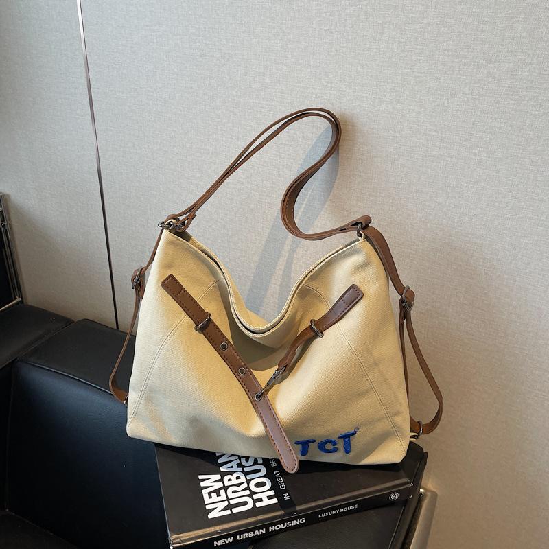 Casual Canvas Tote Bag Women's New Multi-functional Shoulder Commuter Bag Versatile Large-capacity Backpack