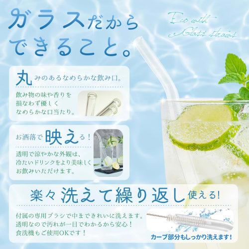 HoPeople My Straws, Food Sanitation Inspection Compliant, Set of 4, with Brush, Clear Glass