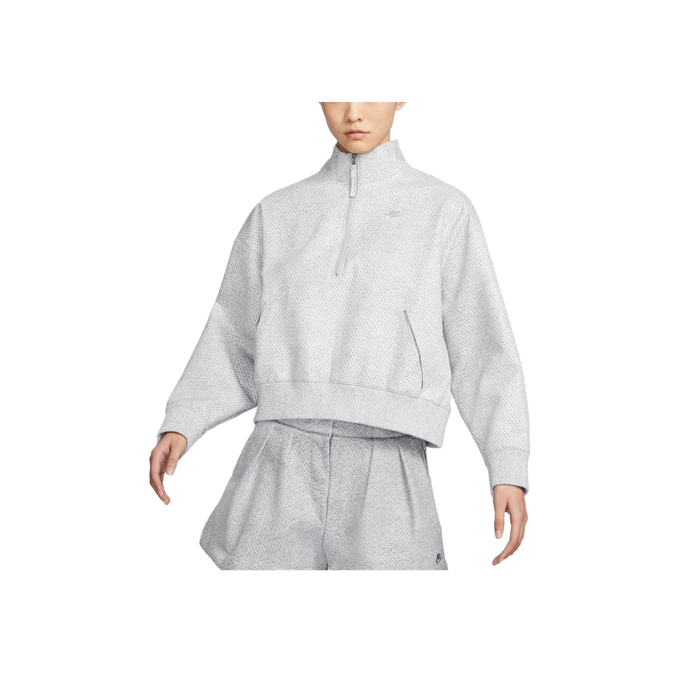 

Nike Однотонная флисовая подкладка свободная куртка на молнии до половины женские куртки светло-дымчато-серые DQ7000-084 L