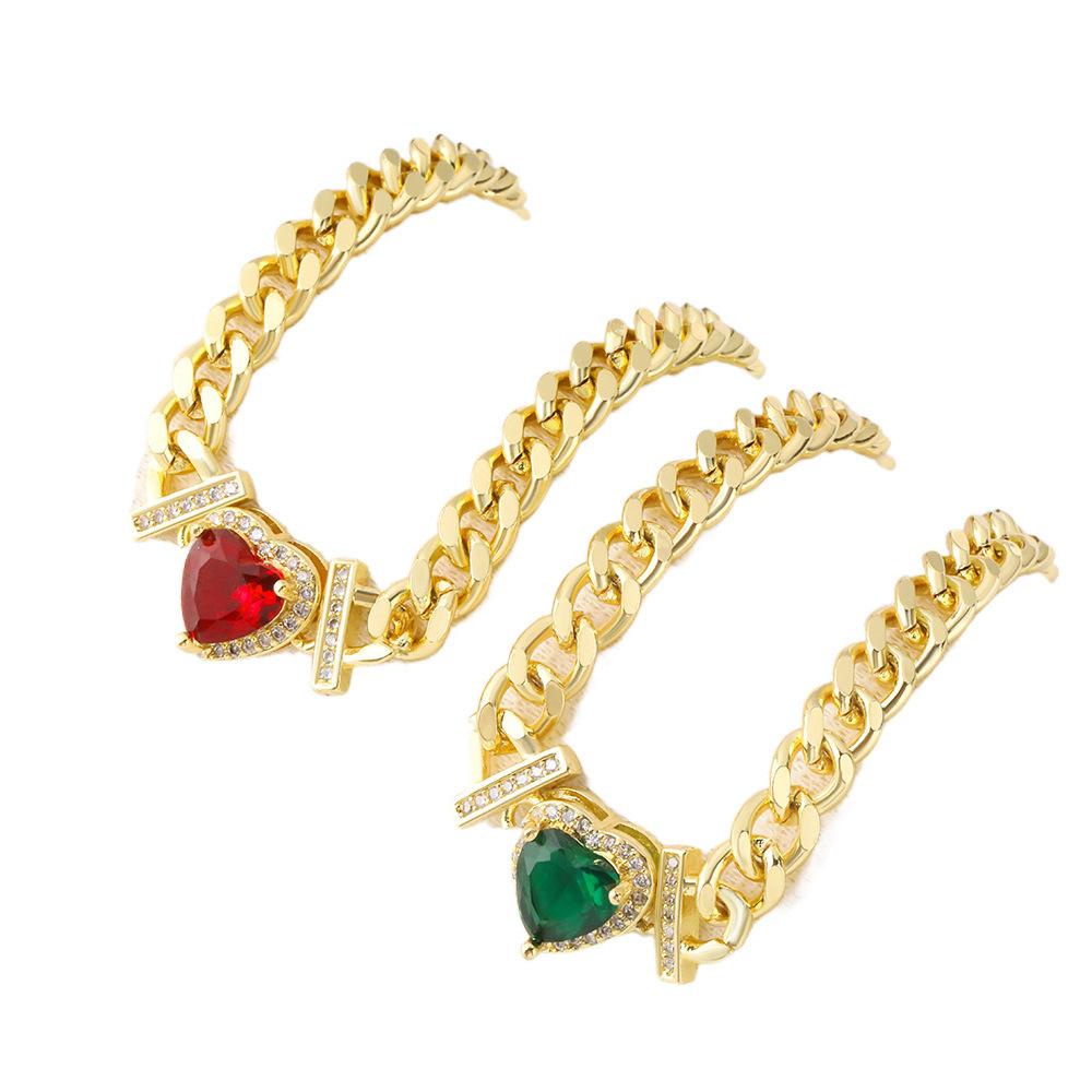 Retro Colored Zircon Love Bracelet Women's Light Luxury Handmade Versatile Jewelry