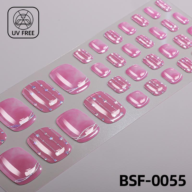 Popular Style New 3D Waterproof Nail Sticker Plastic UV Free Nail Wraps Toe Wraps
