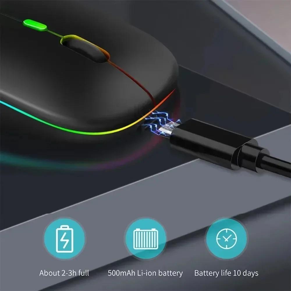 Dual Mode 2.4G Wireless Mouse Bluetooth Mouse RGB Backlit Gaming Mouse Rechargeable Mouse Ergonomic Mice for PC Laptop Tablet