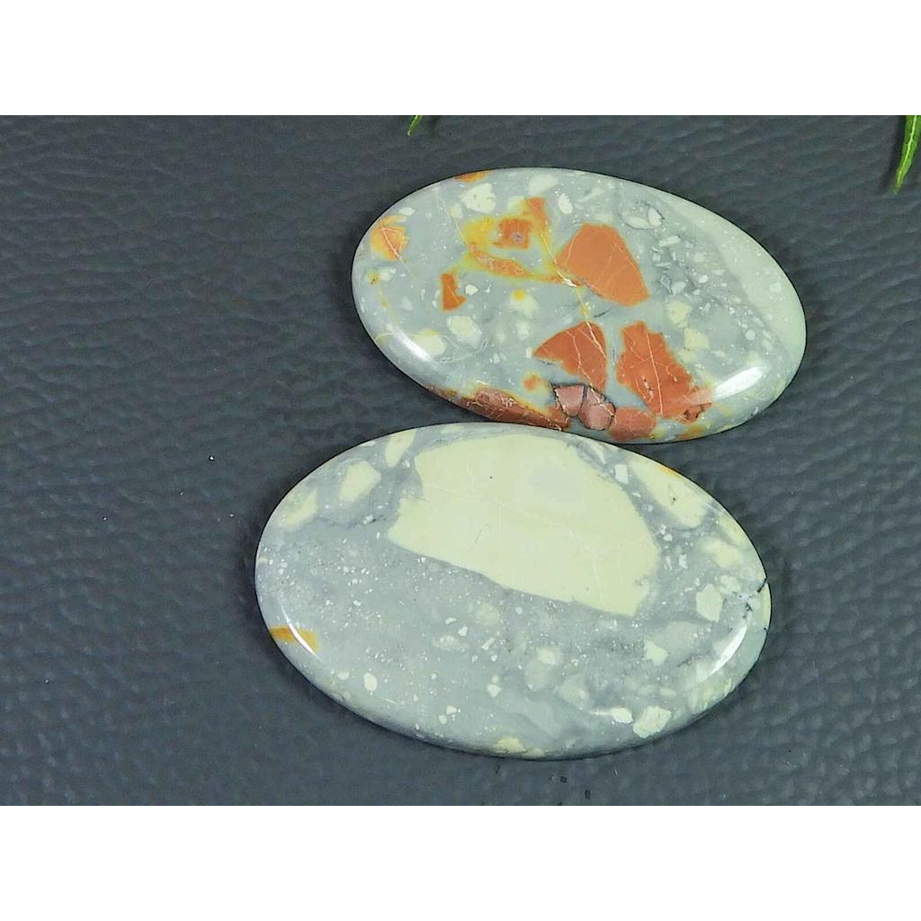 AAA Maligano Jasper Oval Shape 2Pcs Cabochon Loose Gemstone 114Cts. 41-43MM SK-3479