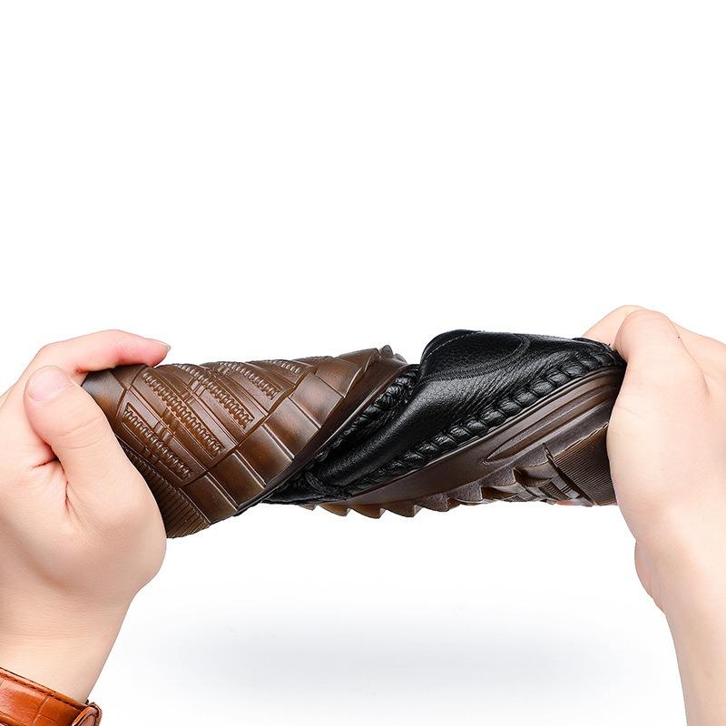 Spring new first-layer cowhide men's casual shoes genuine leather single shoes men's shoes handmade leather shoes men's single shoes