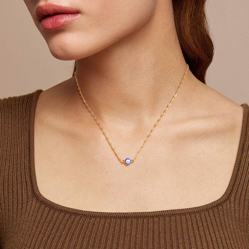 Evil Eye Necklace for Women,Tiny Turkey Blue Eye Pendant ,Protection Nazar Amulet Protection Jewelry