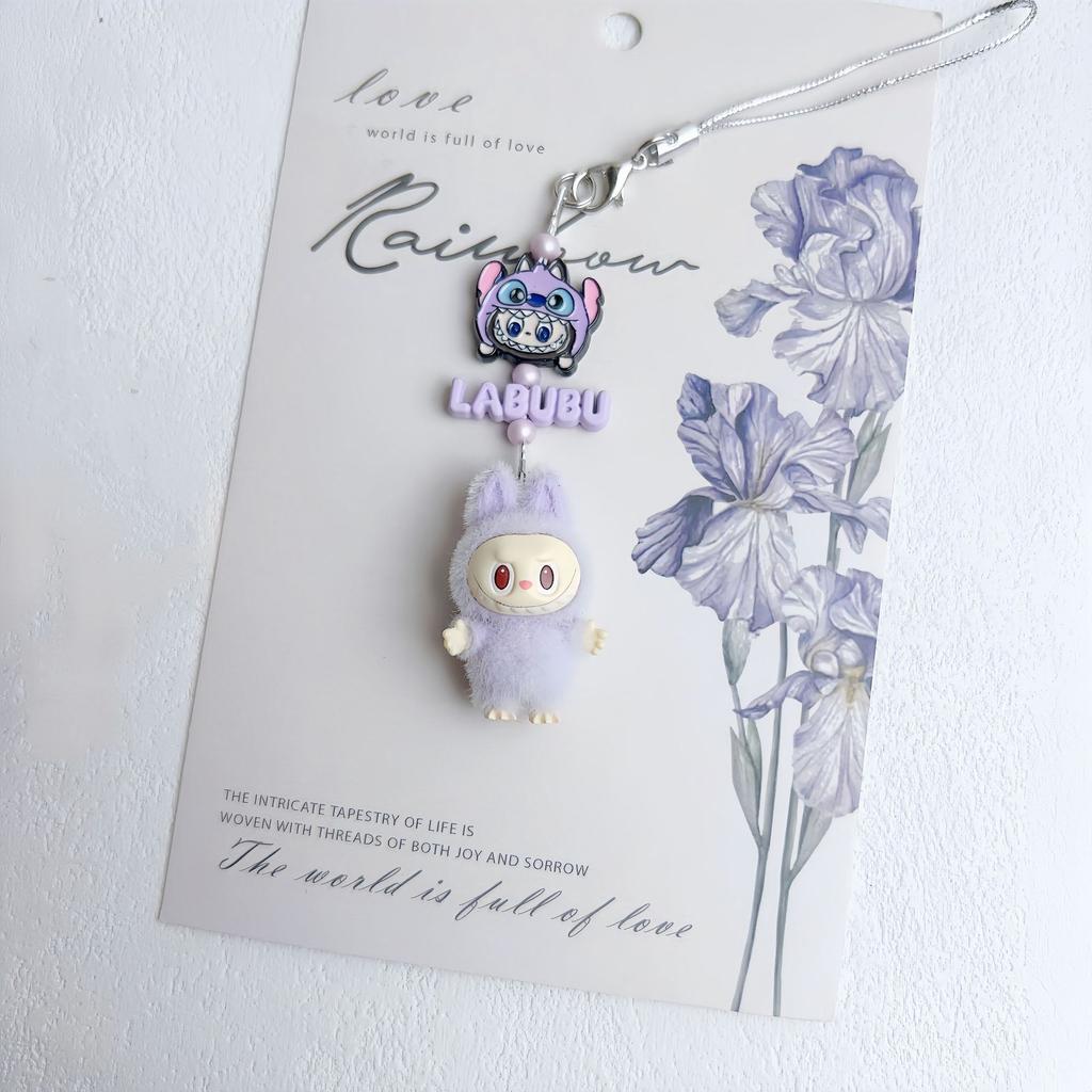 Doll Vinyl Sitting Cute Baby Mobile Phone Pendant Keychain Handmade DIY Car Pendant