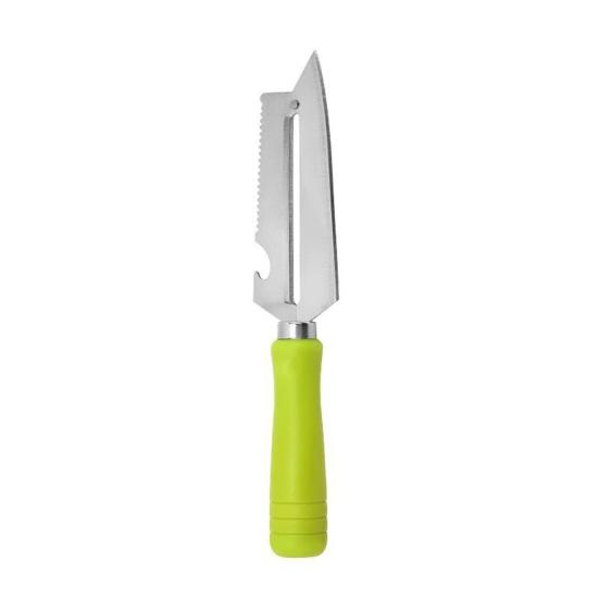 Multifunctional Vegetable Peeler Comfort with Steel Curved Handle Stainless Blade Built-in Bottle зелёный