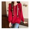 Style Autumn Korean Printed Jacket Casual Loose Versatile Hooded Sweatshirt for Women