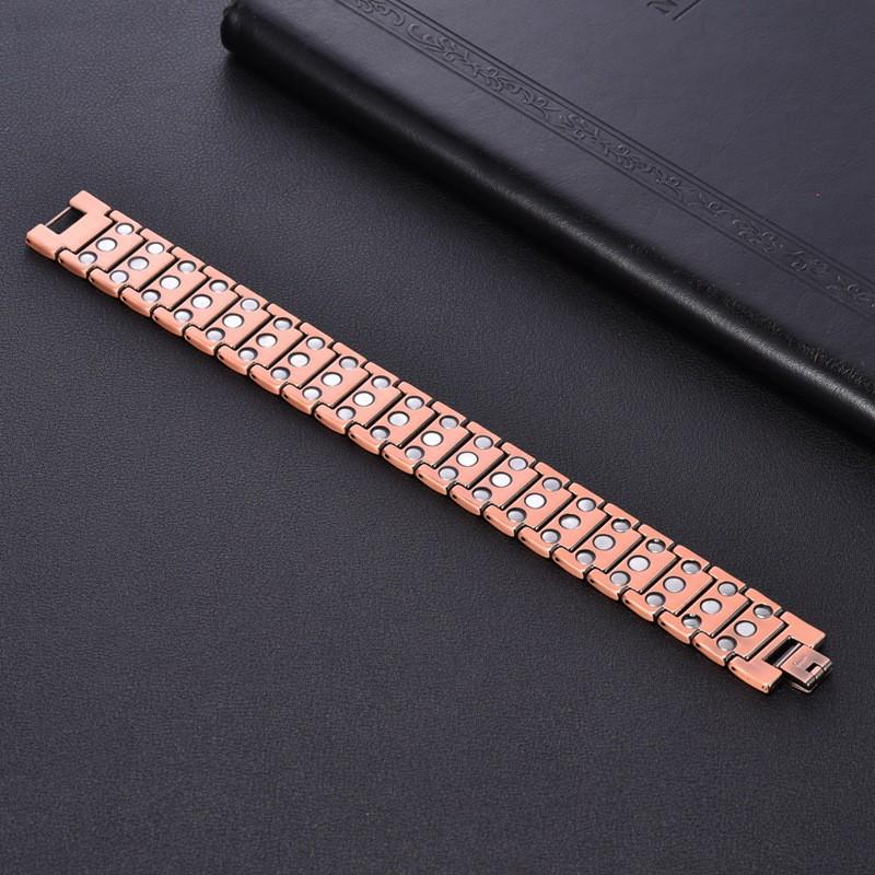Adjustable Vintage Copper Magnetic Bracelet 3-Row Geometric Design Unisex Retro Jewelry Daily Wear