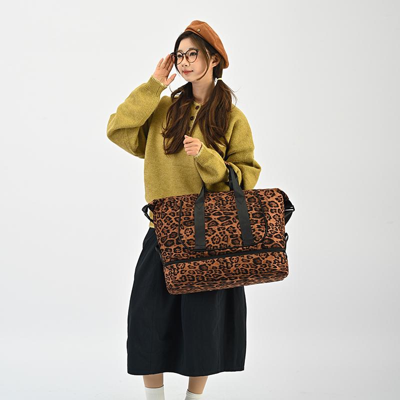 Leopard Print Large Capacity Travel Bag Women's Short-Distance Boarding Storage Bag Portable Luggage Bag