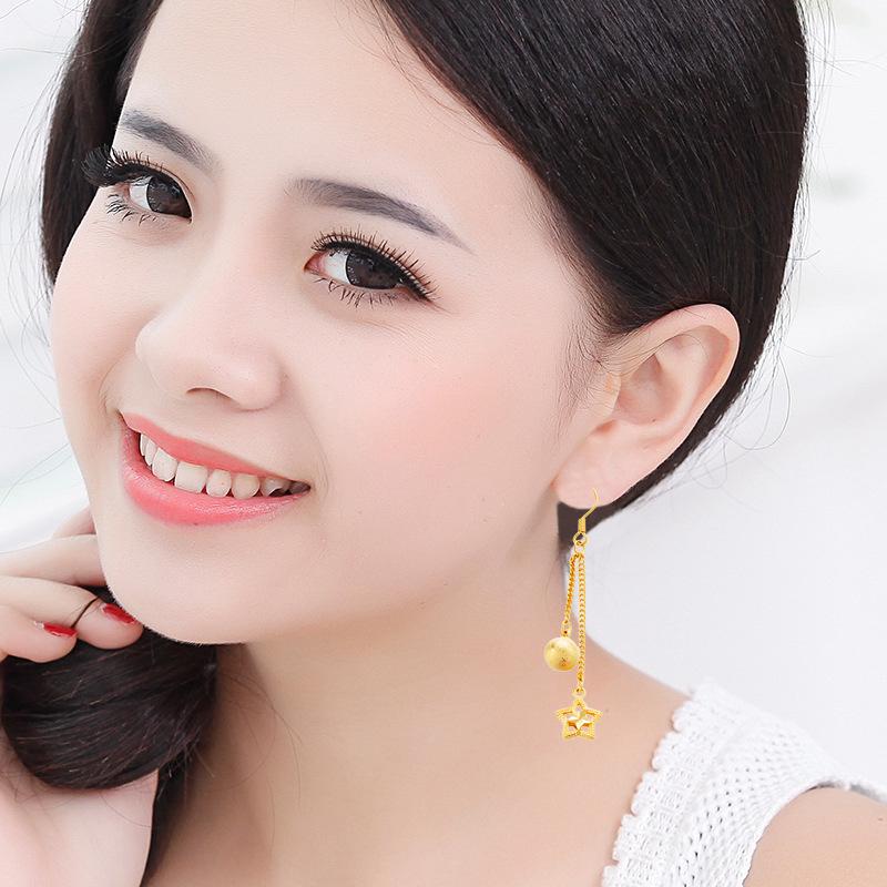 Vietnamesische vergoldete Messing Quastenohrringe für Damen - Retro Brautmode