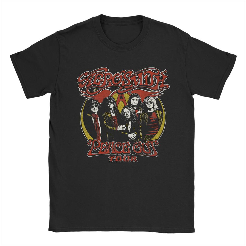 Aerosmith - Rock n Roll Band T Shirts Men Cotton Casual T-Shirts Round Collar Tees Short Sleeve Clothes Plus Size
