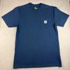 T-Shirt Carhartt Uomo S Blu Marina Tasca Logo Workwear K87 Vestibilità Originale