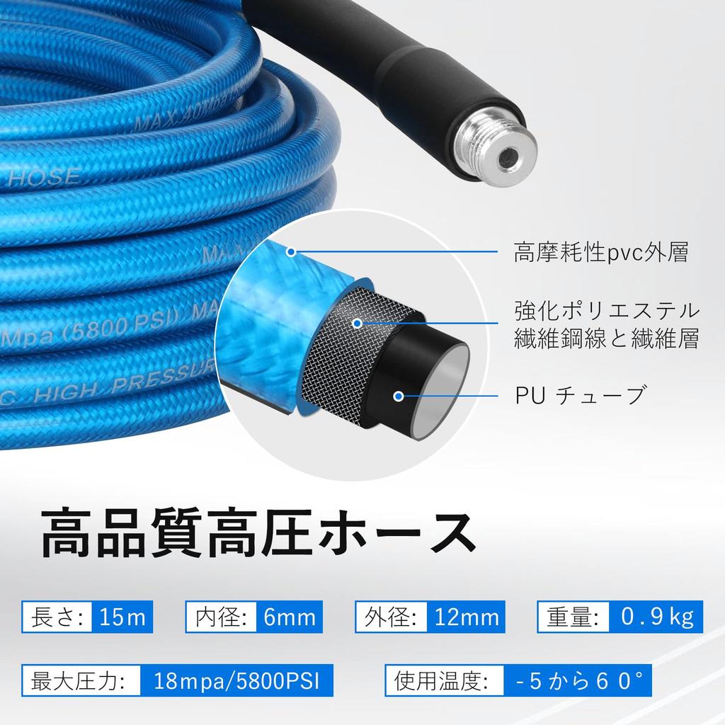 ankon Kärcher Pipe Cleaning Hose, Compatible with Kärcher K Series Pressure Washers, Kärcher Pipe Cleaning Hose, Drain Cleaning Hose (15m, Blue)
