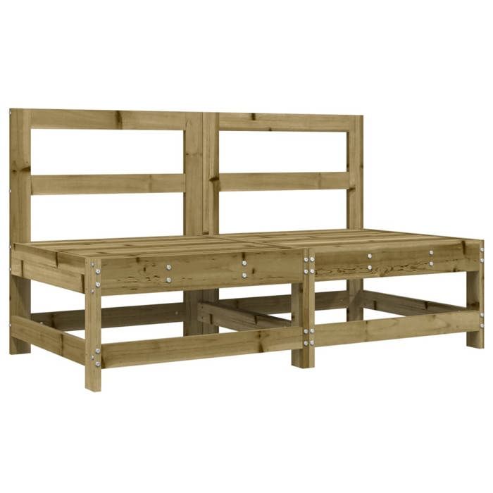 VidaXL Canapés Centraux de Jardin 2 pcs, Sièges avec Dossier, Meubles de Terrasse Patio Arrière-cour Balcon Extérieur, Bois 825519