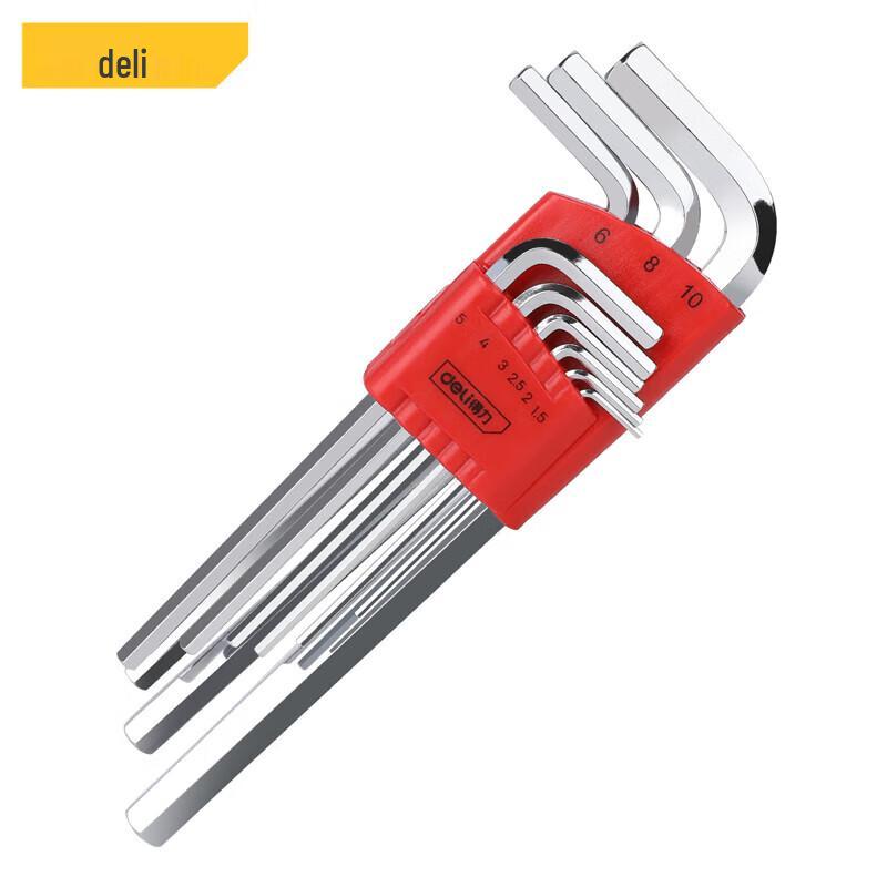 Deli 9-Piece Extra Long Flat Head Hex Key Set