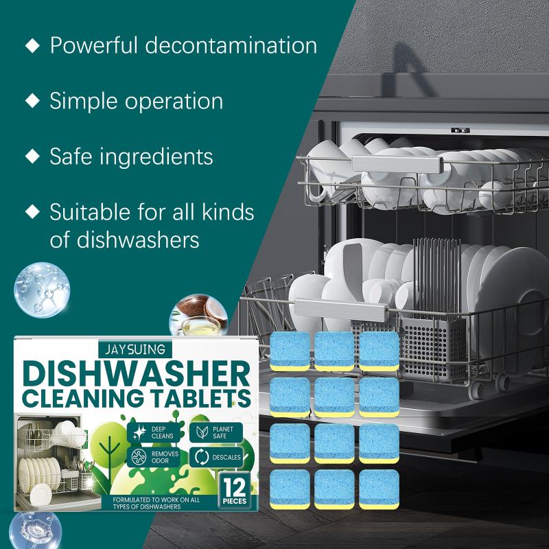 Dishwasher Cleaner Strong Oil Stain Removal Descaling Detergent Tablets Kitchen Cleaning Tools For Dishwasher Washing Machine