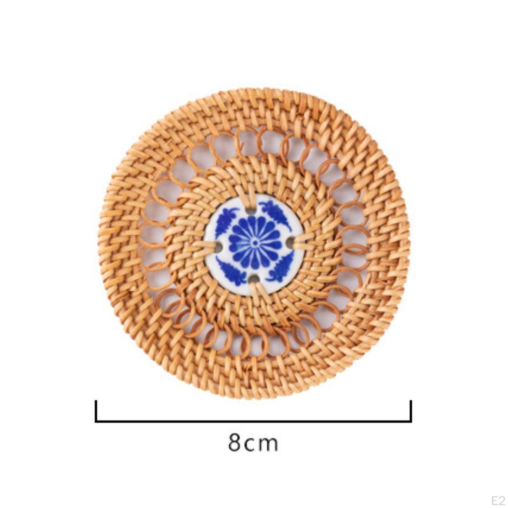 Runder gewebter Platzset Rattan-Platzset, Boho, Bauernhaus, Rutschfeste Webart Tischset für Innen