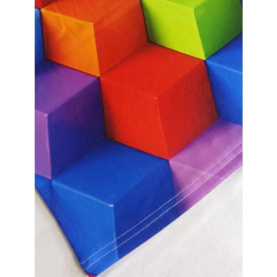 Lebhaftes 3D Farbwürfel-Print Rundhals-T-Shirt - Bequemes lässiges Kurzarm-Oberteil für Frühling & Sommer, Atmungsaktiv, Weich, Leichte Damenbekleidung