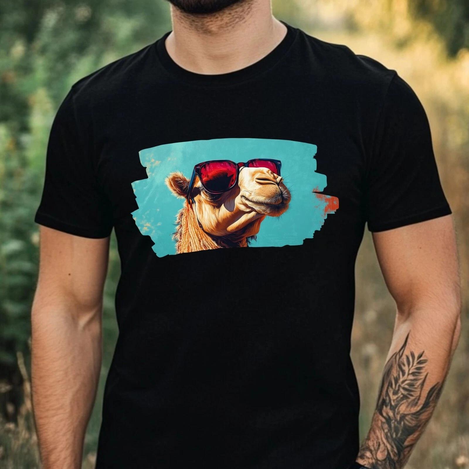 T-Shirt Herren Kamel mit Sonnenbrille Motiv Baumwolle Größe XS bis 5XL XXL