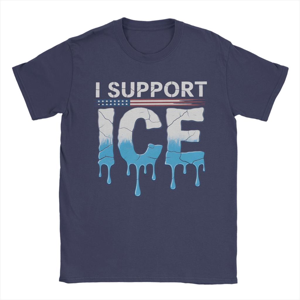 Casual TShirt Summer I Support ICE Immigration American Flag Print Fashion TShirts Cotton Tshirt for Unisexs Y2K Basic Loose Tees