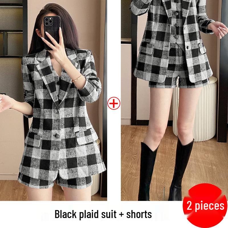 Женский высококачественный клетчатый костюм-пиджак - Модный блейзер Весна/Осень 2025 M