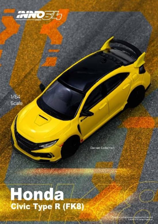Inno Models 164 Honda Civic Type-R (FK8) Yellow Finished Model FK8-YL