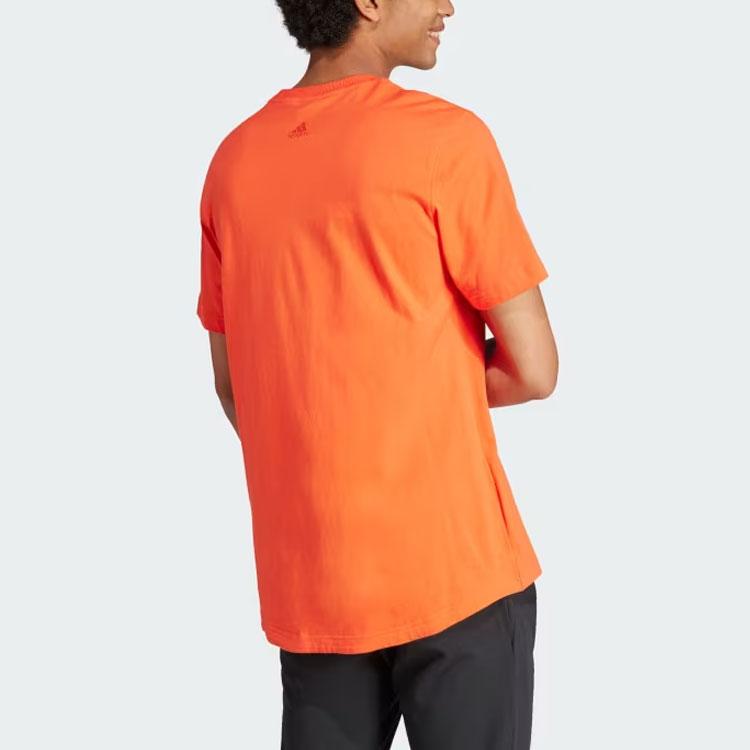 Adidas All Season Graphic Tee Letter Logo Print Sports Casual Short Sleeve T-Shirt Men Tops Orange IJ9436