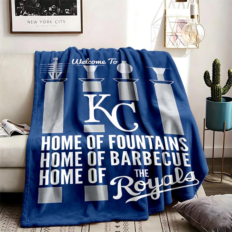 Kansas City Royals Theme Personalized Outdoor Flannel Blankets Soft And Suitable For All Seasons Perfect For Sofas Beds And Camping