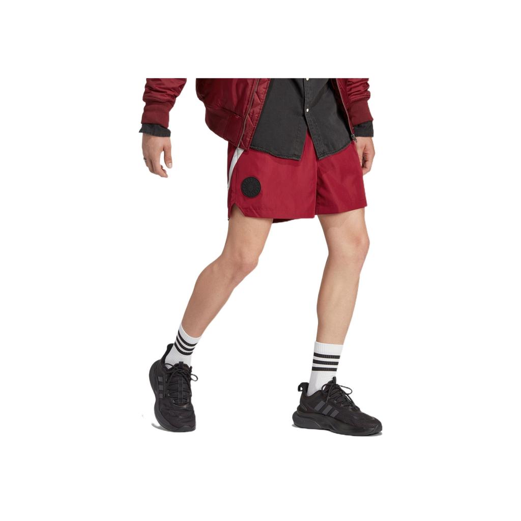 Adidas 32T Logo Patchwork Straight-Leg Sports Shorts Men Bottoms Red HS6471