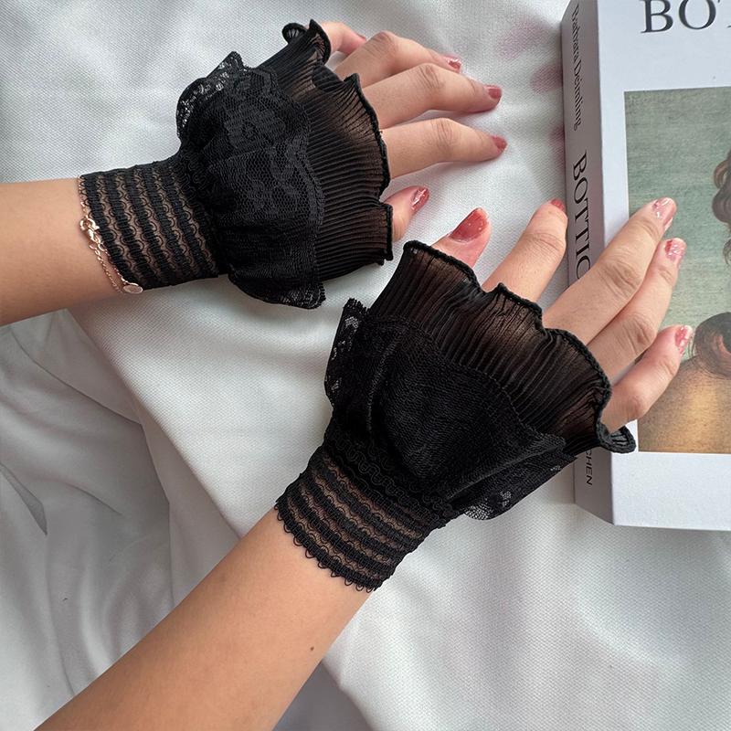 Lace Detachable Sleeved Horn Cuffs Embroidery Accessories Simple Wrist Cuffs Wristband Elegant Shirt False Cuffs for Sweater